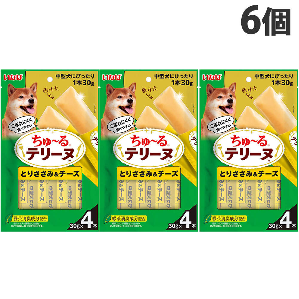 【ポイント10倍】いなば ちゅ~る テリーヌ 中型犬用 とりささみ&チーズ 4本入 6個