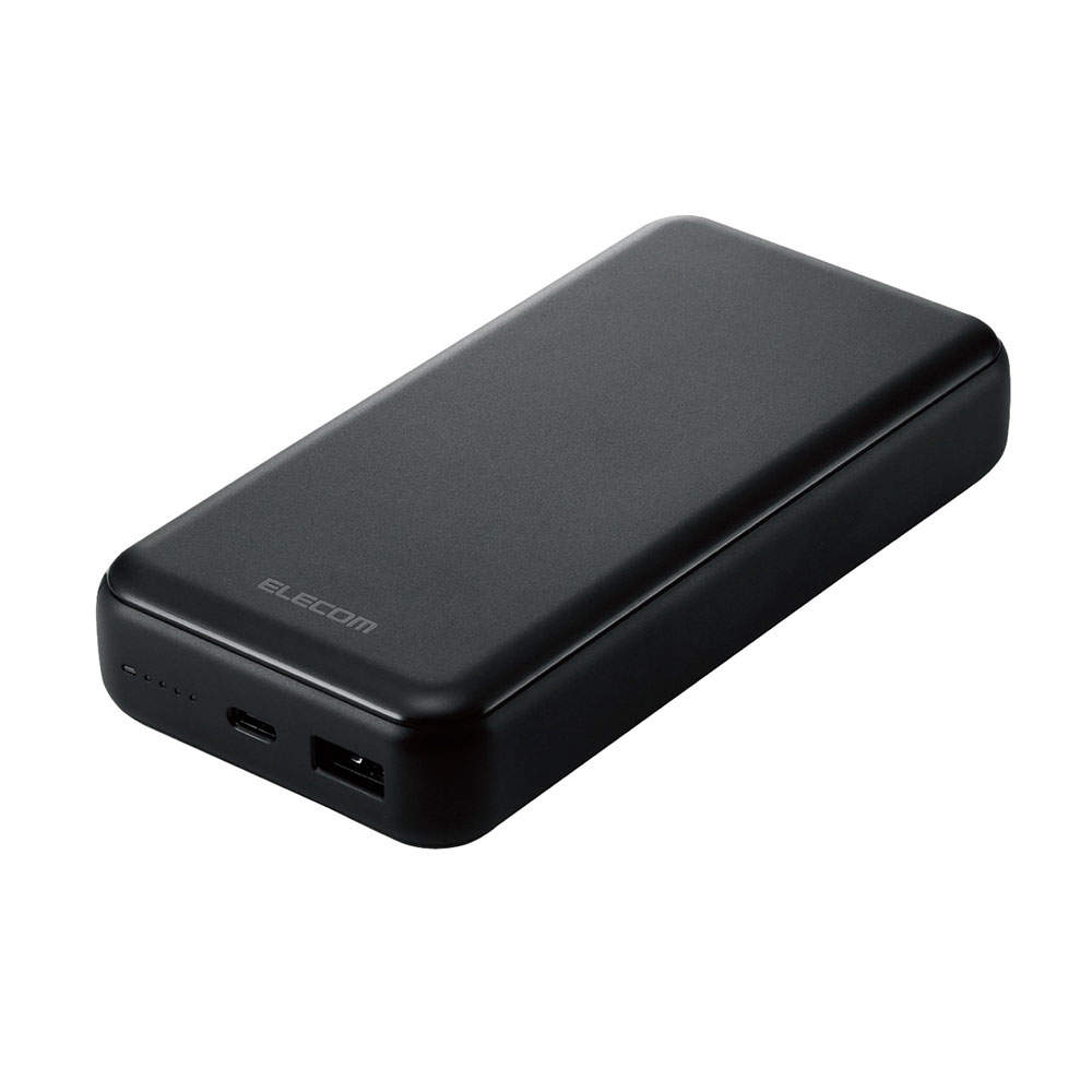 エレコム モバイルバッテリー 20000mAh 20W Type-C 1ポート USB-A 1ポート PSE認証 ブラック EC-C07BK