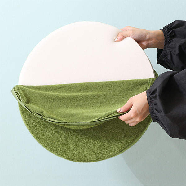 不二貿易 Foamy 低反発シートクッション ラウンド 丸型38cm カーキ