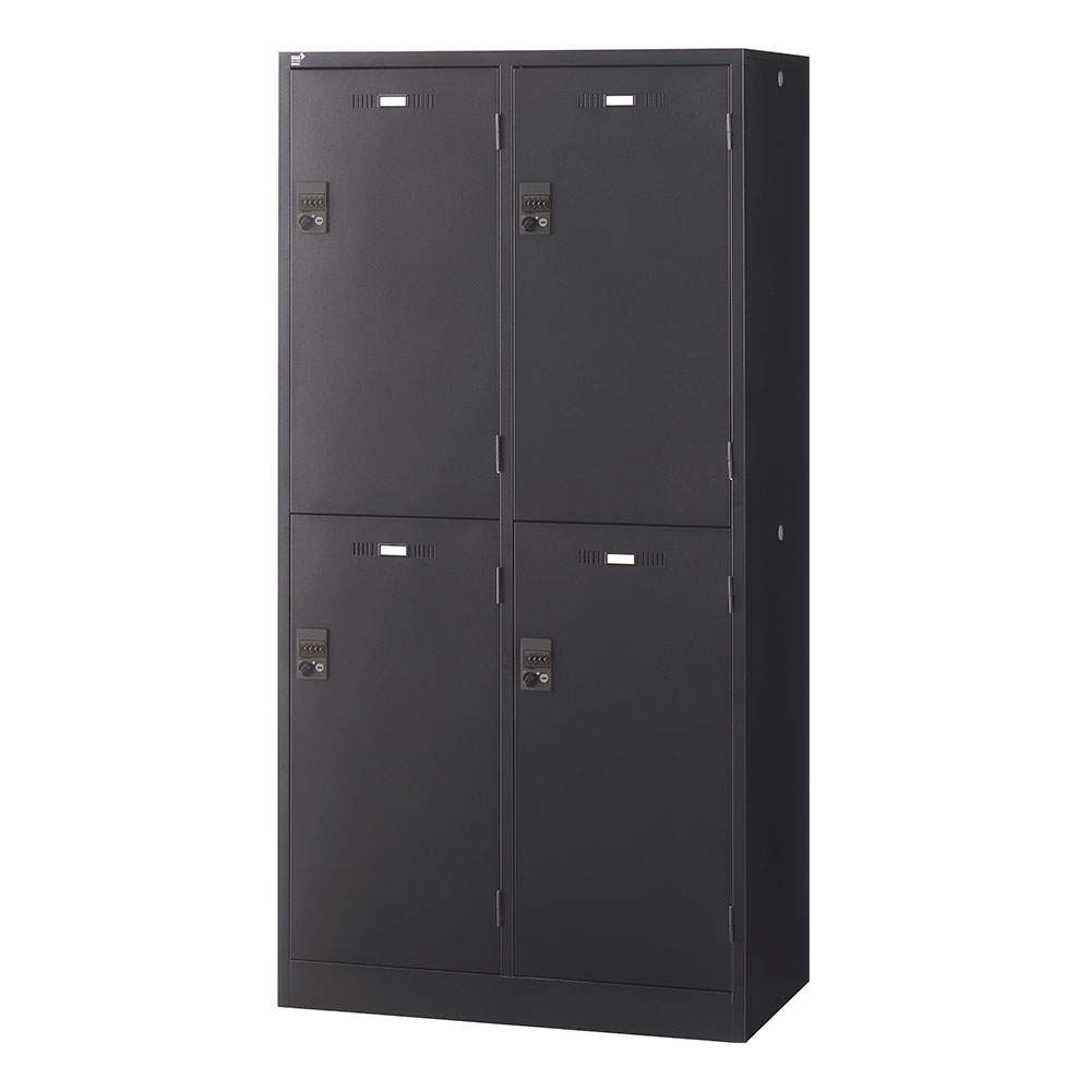 生興 SLDKロッカー ワイド 2段 4人用 内筒交換錠 W900×D515×H1790mm ブラック SLDK-4WS-T