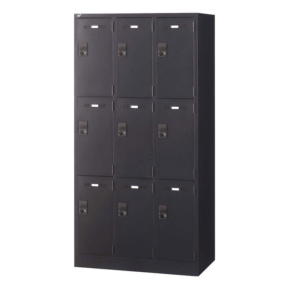 生興 SLDKロッカー 9人用 ダイヤル錠 W900×D515×H1790mm ブラック SLDK-9-D3