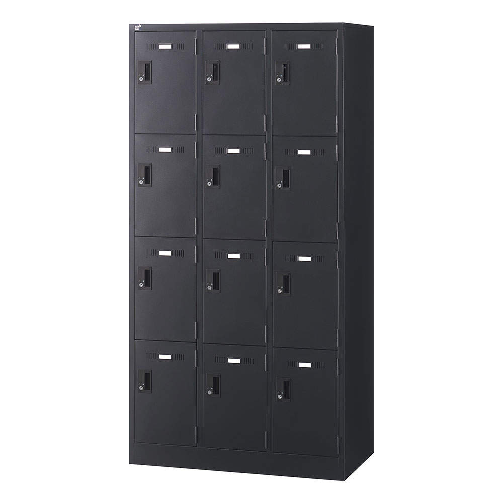 生興 SLDKロッカー 12人用 内筒交換錠 W900×D515×H1790mm ブラック SLDK-12-T