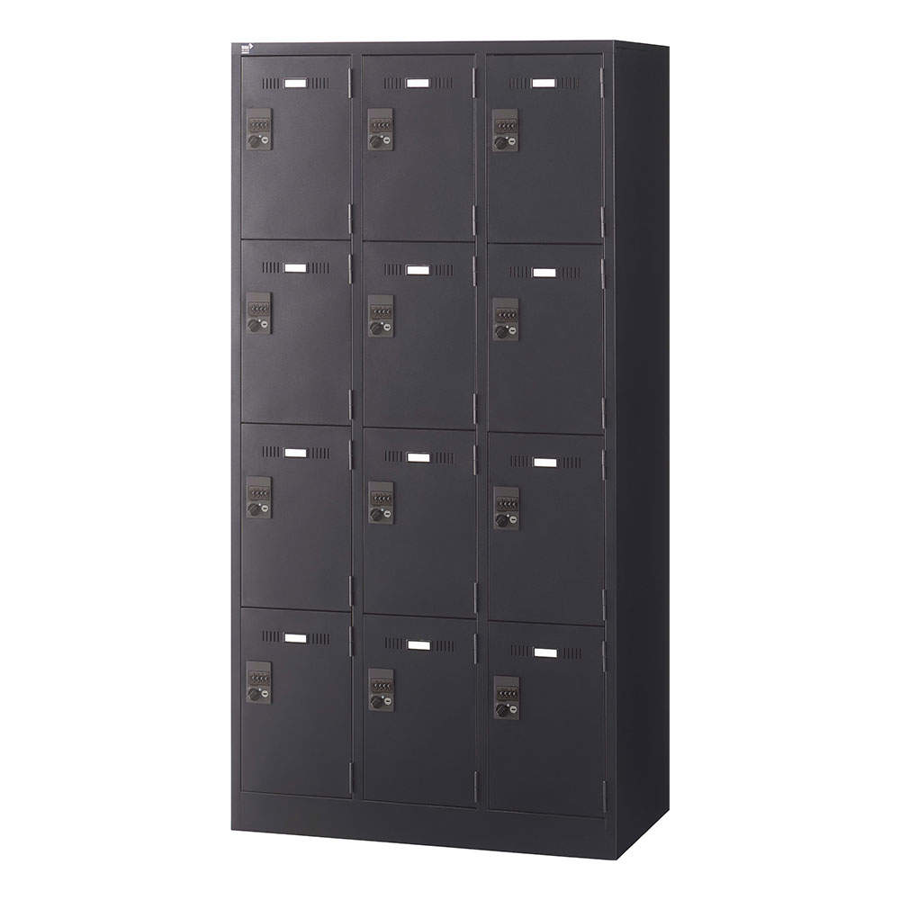 生興 SLDKロッカー 12人用 南京錠 W900×D515×H1790mm ブラック SLDK-12-N