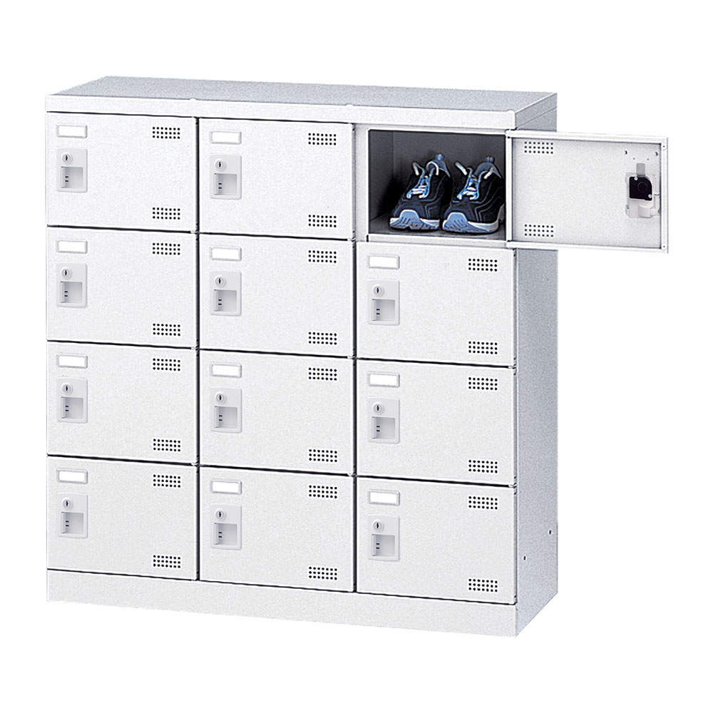 生興 靴箱 シューズロッカー SLBW-M12-R (コインリターン錠)3列4段12人用