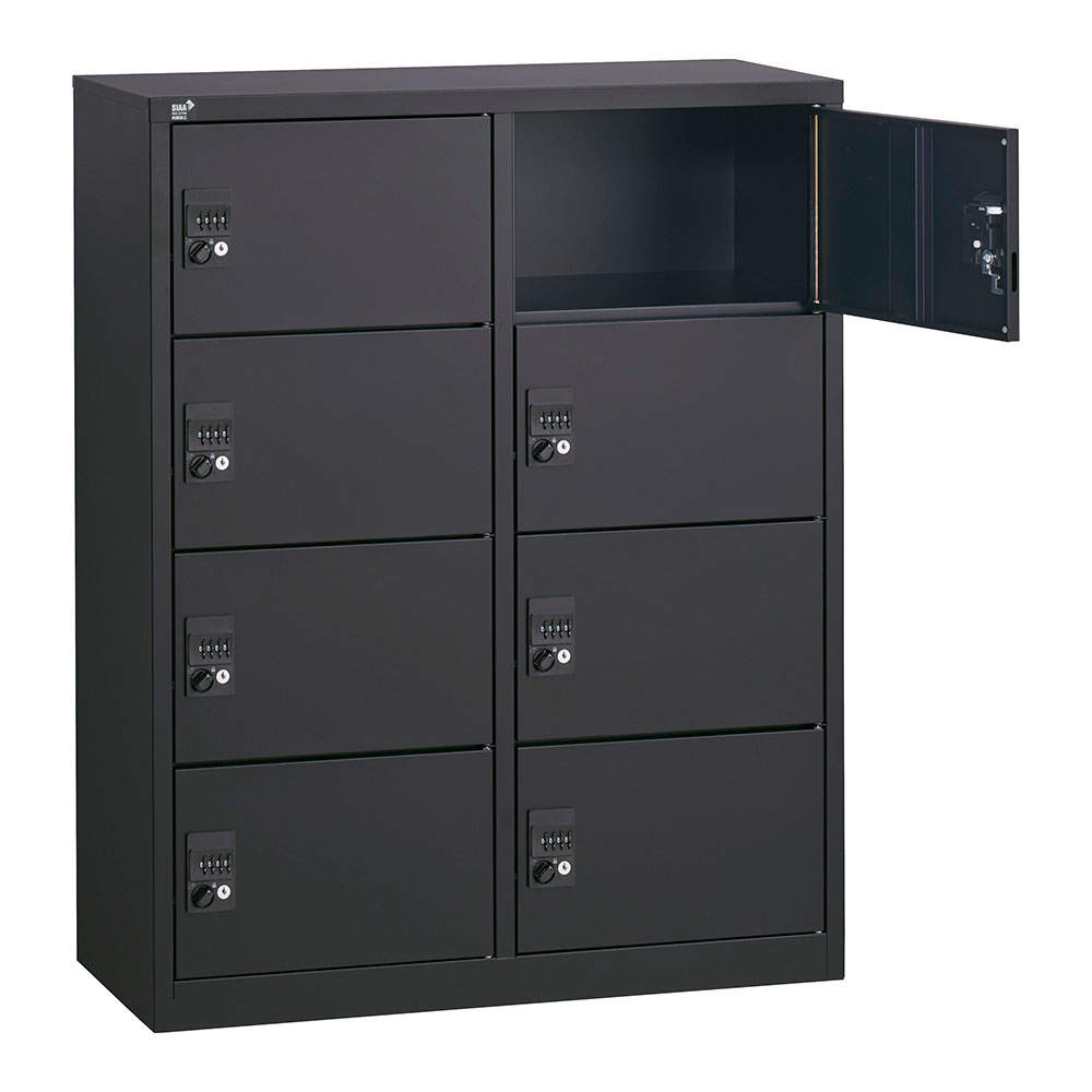 生興 ALZシリーズ パーソナルロッカー 8扉 ブラック W880xD380×H1110mm ALZK-PL34-8