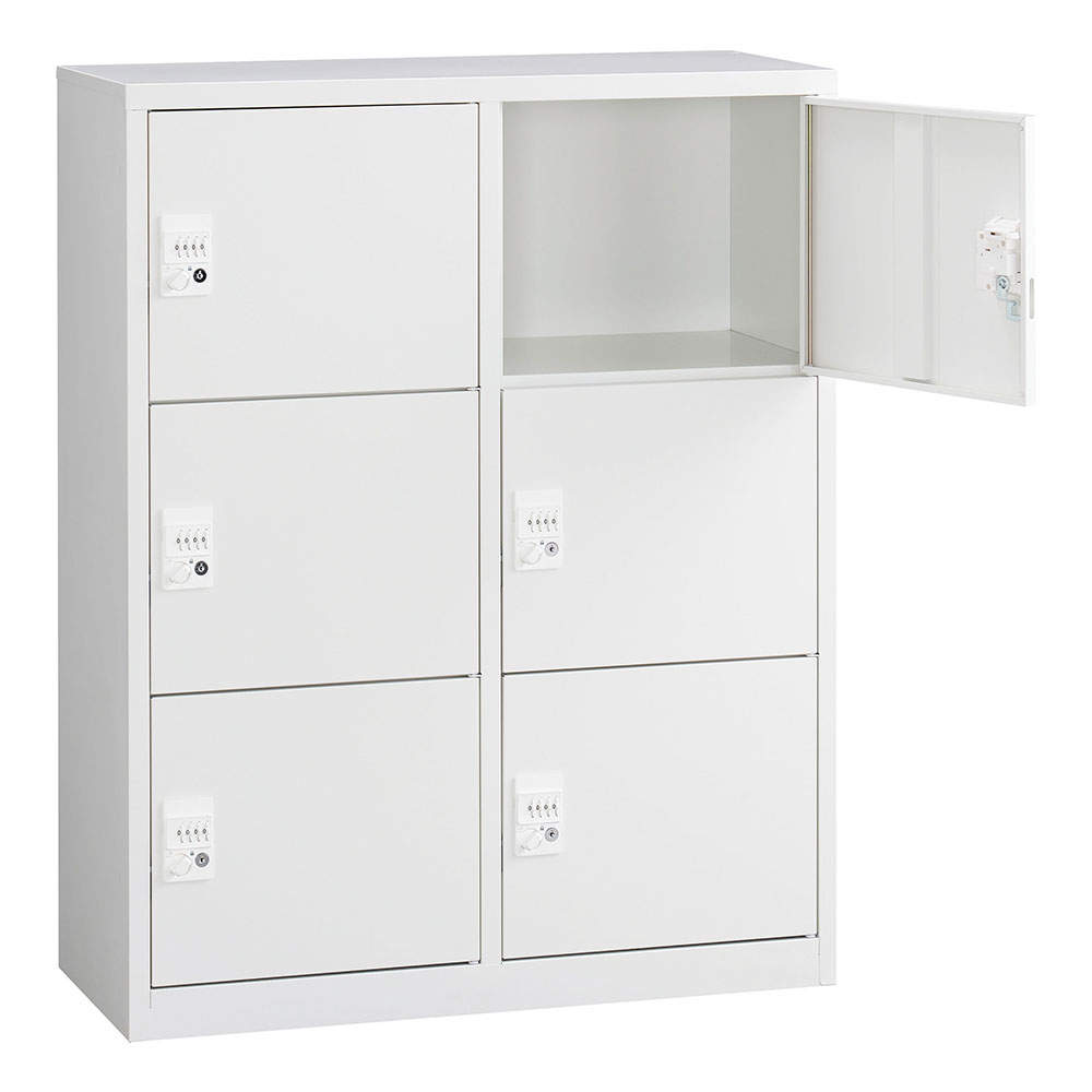生興 ALZシリーズ パーソナルロッカー 6扉 ホワイト W880xD380×H1110mm ALZ-PL34-6