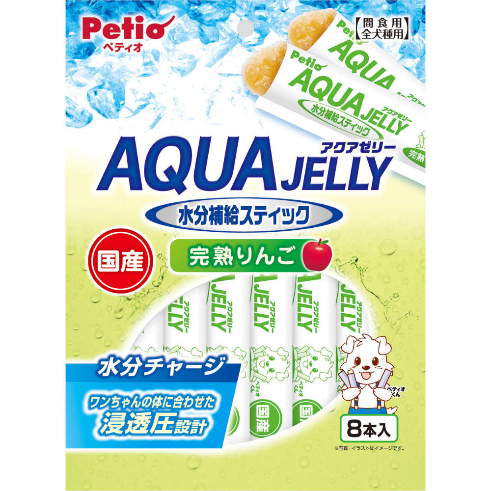 ペティオ アクアゼリー 水分補給 完熟りんご スティックタイプ 8本入 10個