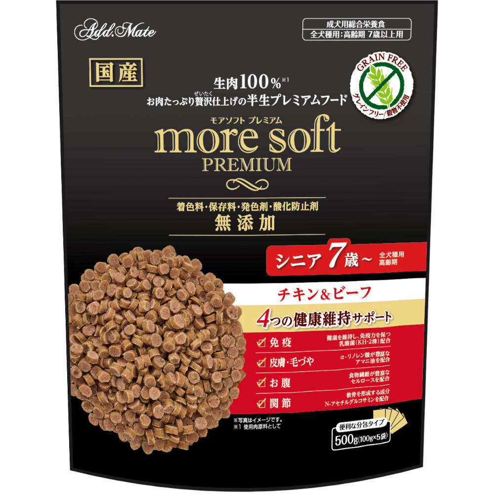 ペティオ アドメイト more soft プレミアム チキン&ビーフ シニア 500g 12個