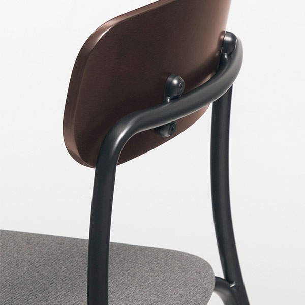 サンケイ スタッキングチェア ミーティングチェア 4本脚 布張り 背合板色ブラウン グレー 4脚セット CM113-MY-PST-MGR