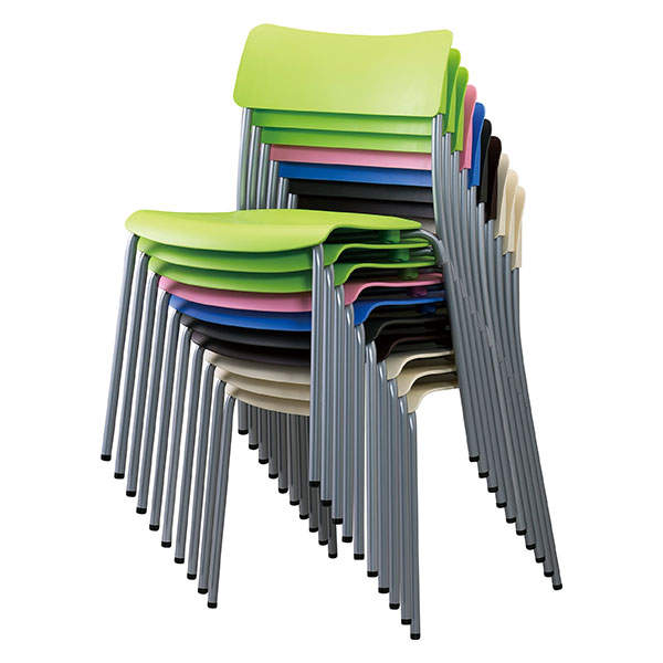 サンケイ スタッキングチェア ミーティングチェア シルバーフレーム ブラウン 4脚セット CM100-MS