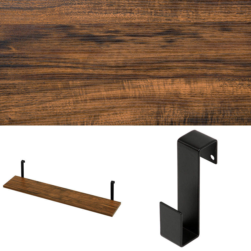 萩原 突っ張り式ウォールラック 幅80cm ブラウン/ブラック KTR-3148BB