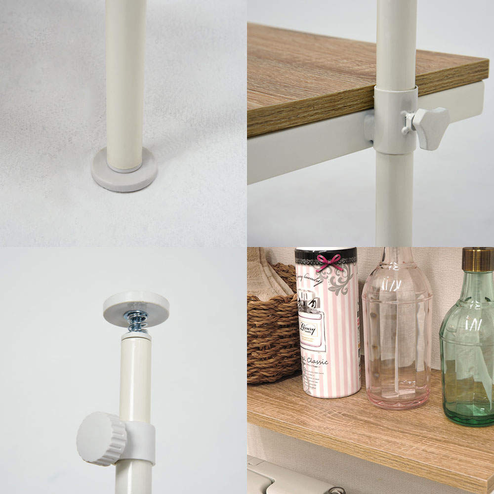 萩原 突っ張り洗濯機ラック ナチュラル/ホワイト KTR-3153WH