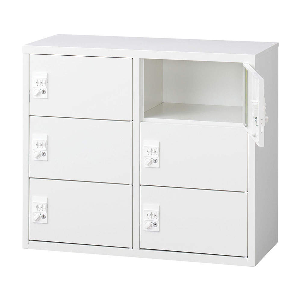生興 ALZシリーズ パーソナルロッカー 6扉 ホワイト W880xD380×H750mm ALZ-PL32-6