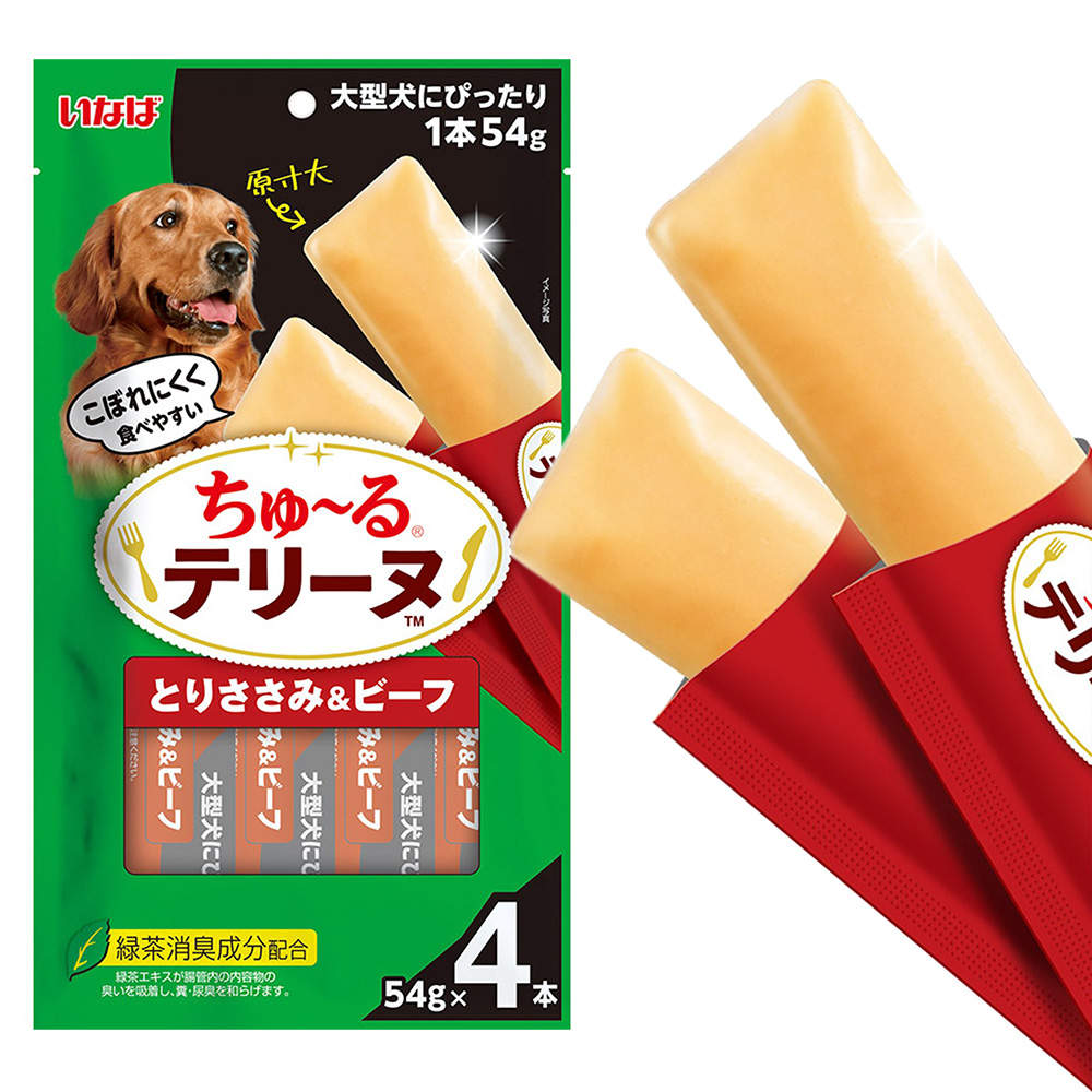 【ポイント10倍】いなば ちゅ~る テリーヌ 大型犬用 とりささみ&ビーフ 4本入 24個