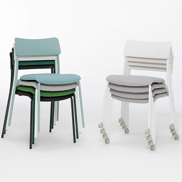 サンケイ スタッキングチェア ミーティングチェア 4本脚 布張り ワントーン ホワイトグレー 4脚セット CM102-MY-PST-PGR