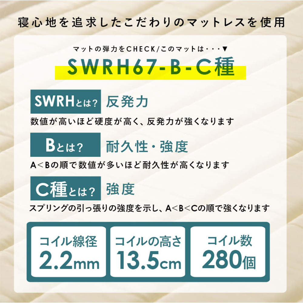 萩原 ボンネルコイルマットレスベッド アイボリーホワイト KMB-3105WH