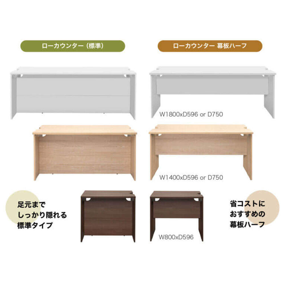 アール・エフ・ヤマカワ 木製カウンター テンポ ローカウンター 幕板ハーフ W1800×D750 ウォルナット RFTLC-1875DM-MH