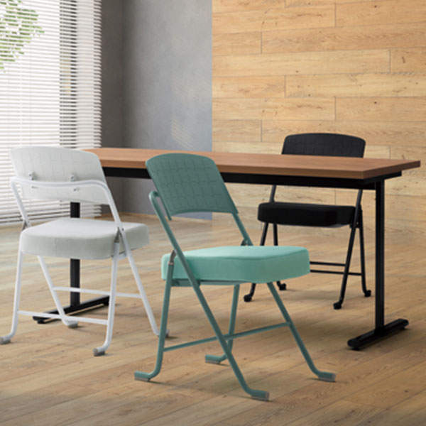 サンケイ 折りたたみ椅子 厚張り バネ座 布張り ホワイトグレー CFJ22-MY-PST-PGR