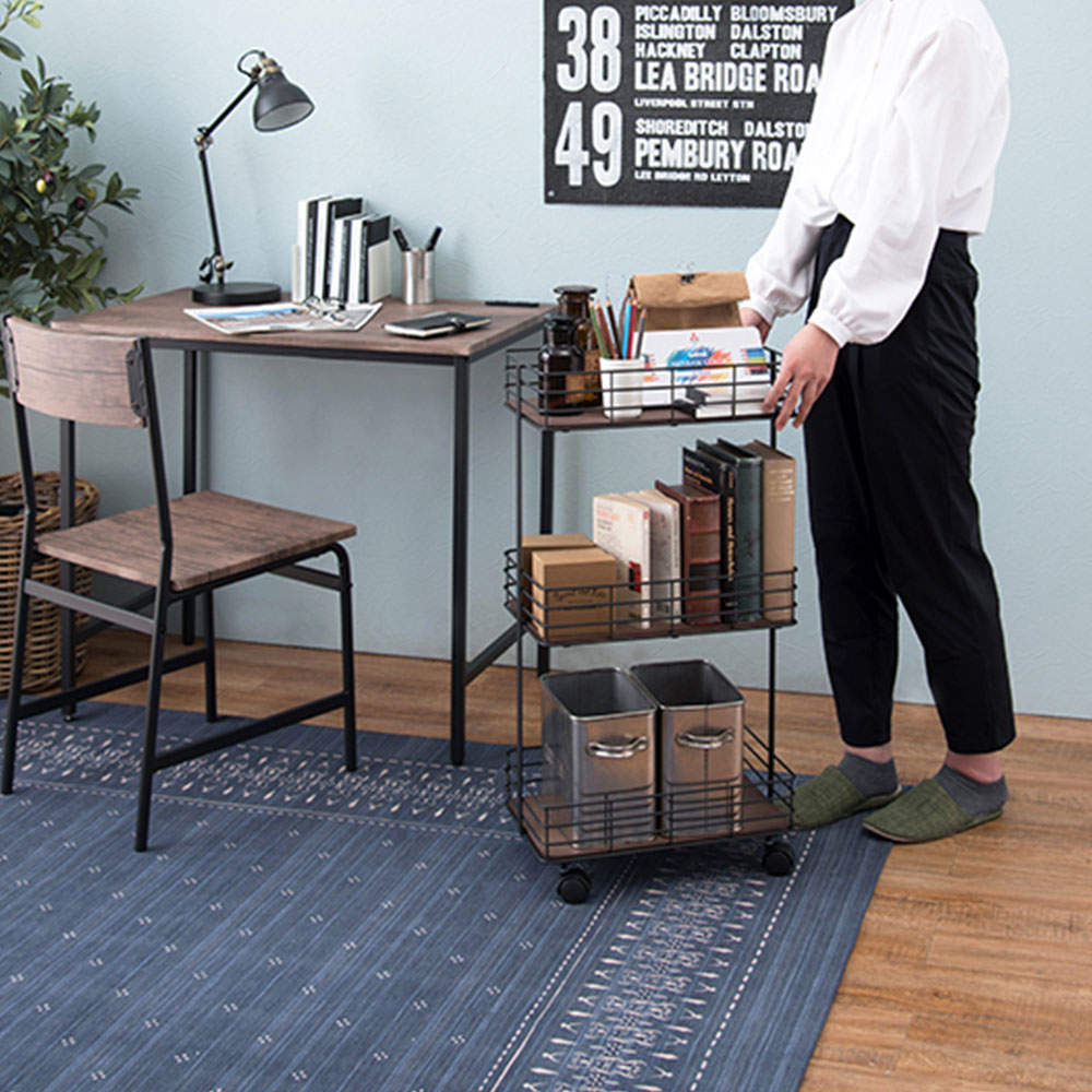 萩原 スリムワゴン ブラック 完成品 KR-3856BK