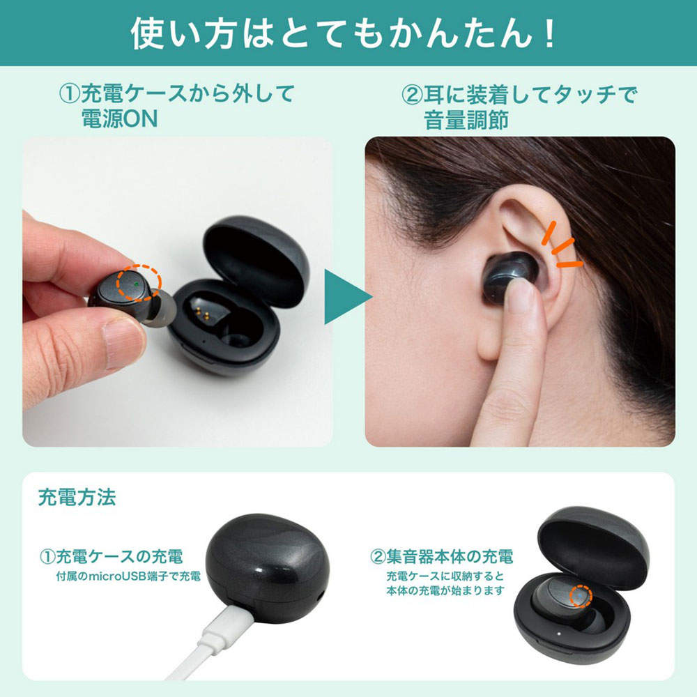 ELPA 集音器 イヤリスチャージ イヤホン型 片耳用 密閉型 AS-E001