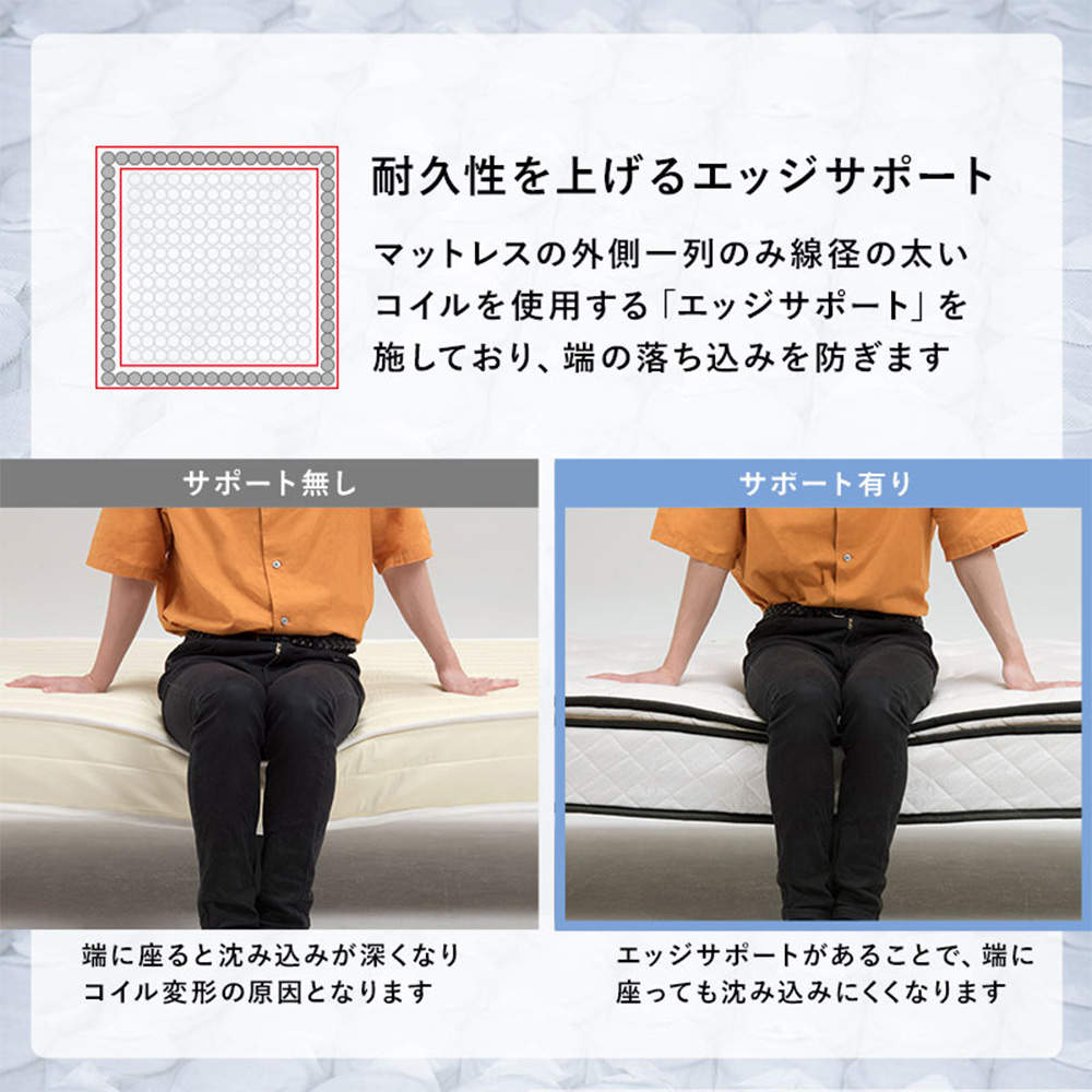 萩原 ポケットコイルマットレスベッド グレー KMB-3108SSS-GY