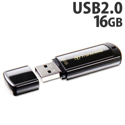 トランセンド USBフラッシュメモリ USBメモリ USB 2.0 16GB キャップ式 ブラック TS16GJF350: