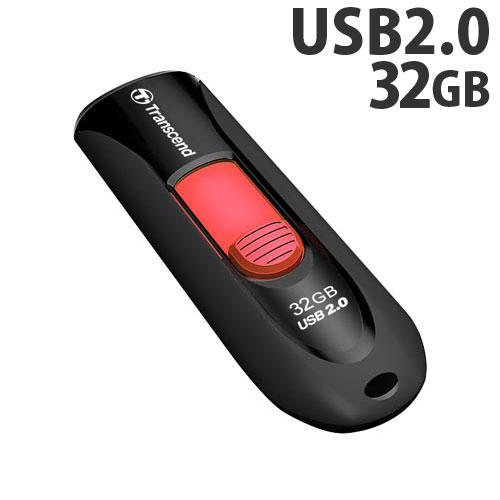 トランセンド USBフラッシュメモリ USBメモリ USB 2.0 32GB スライド式 ブラック TS32GJF590K: