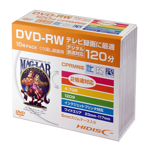 磁気研究所 DVD-RW HIDISC 録画用 5mmスリムケース 10枚 HDDRW12NCP10SC: