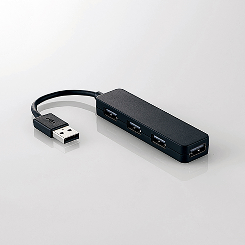 エレコム USBハブ USB2.0 コンパクトタイプ カラフルモデル バスパワー 4ポート ブラック U2H-SN4NBBK: