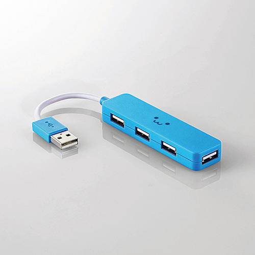エレコム USBハブ USB2.0 コンパクトタイプ バスパワー 4ポート ブルー U2H-SN4NBF2BU: