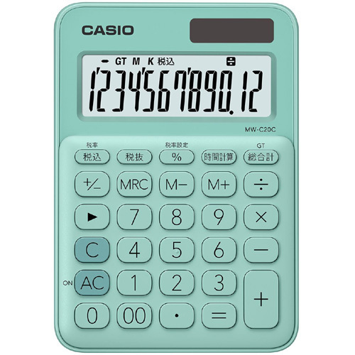 カシオ計算機 カラフル電卓(12桁) ミントグリーン MW-C20C-GN-N: