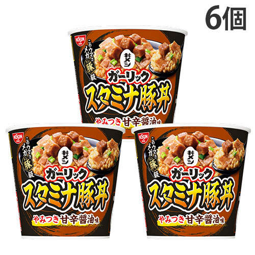 【賞味期限:26.01.23】日清食品 丼メシ ガーリックスタミナ豚丼 107g 6個: