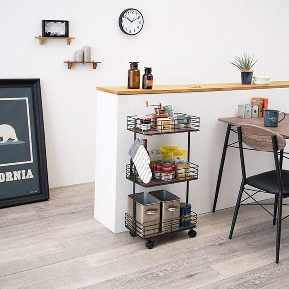 萩原 スリムワゴン ブラック 完成品 KR-3856BK: