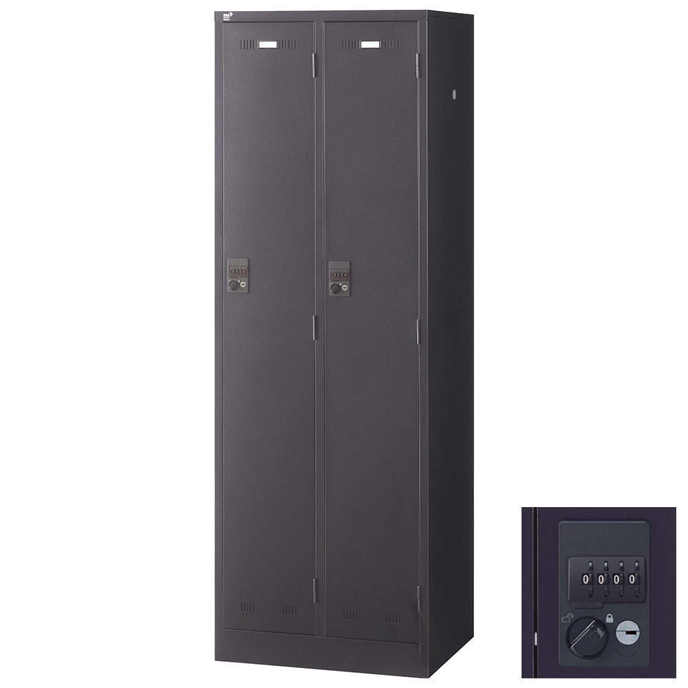 生興 SLDKロッカー 2人用 ダイヤル錠 W608×D515×H1790mm ブラック SLDK-2-D3: