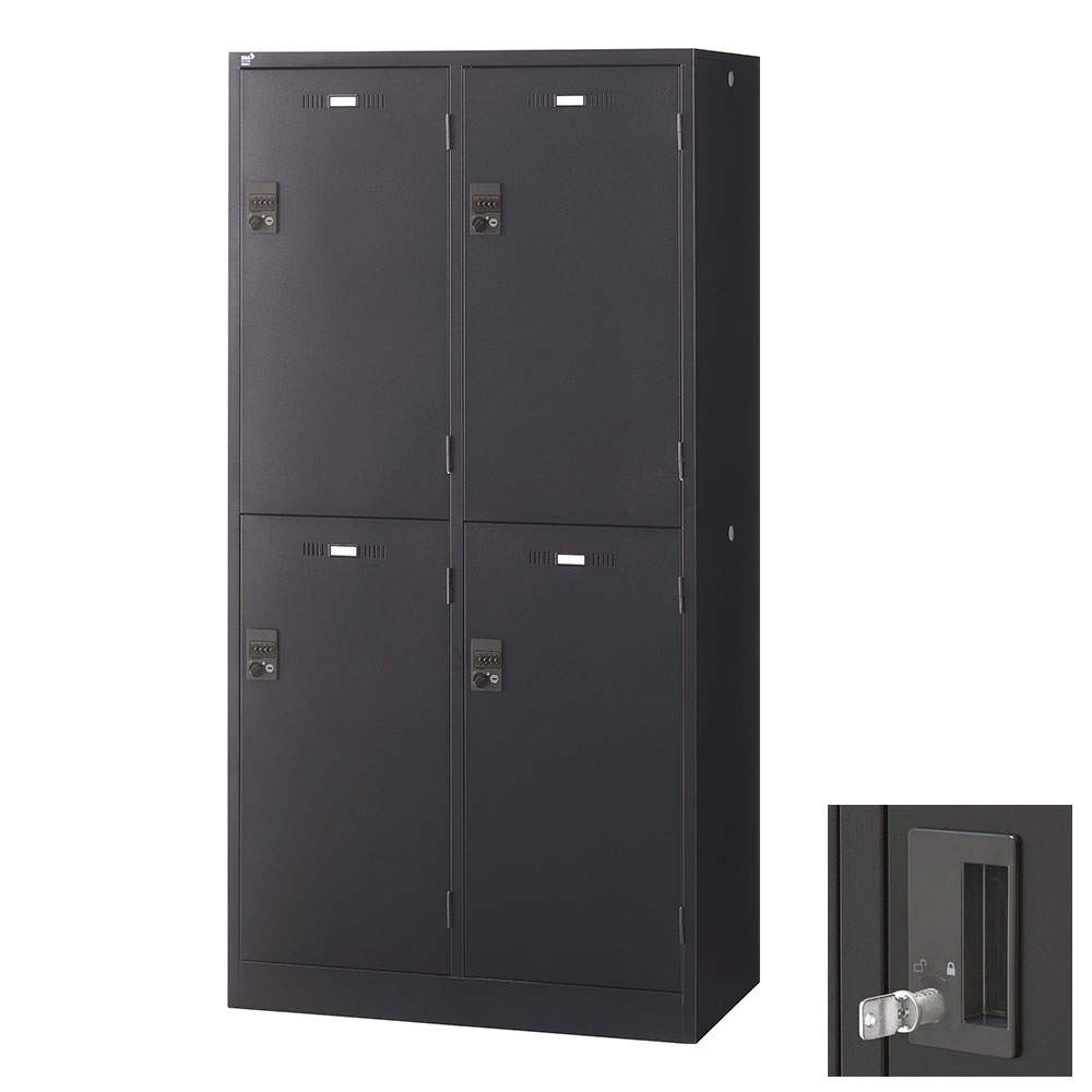 生興 SLDKロッカー ワイド 2段 4人用 内筒交換錠 W900×D515×H1790mm ブラック SLDK-4WS-T: