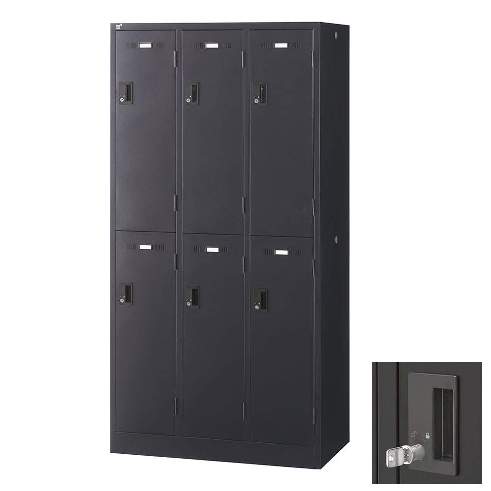 生興 SLDKロッカー 6人用 内筒交換錠 W900×D515×H1790mm ブラック SLDK-6-T: