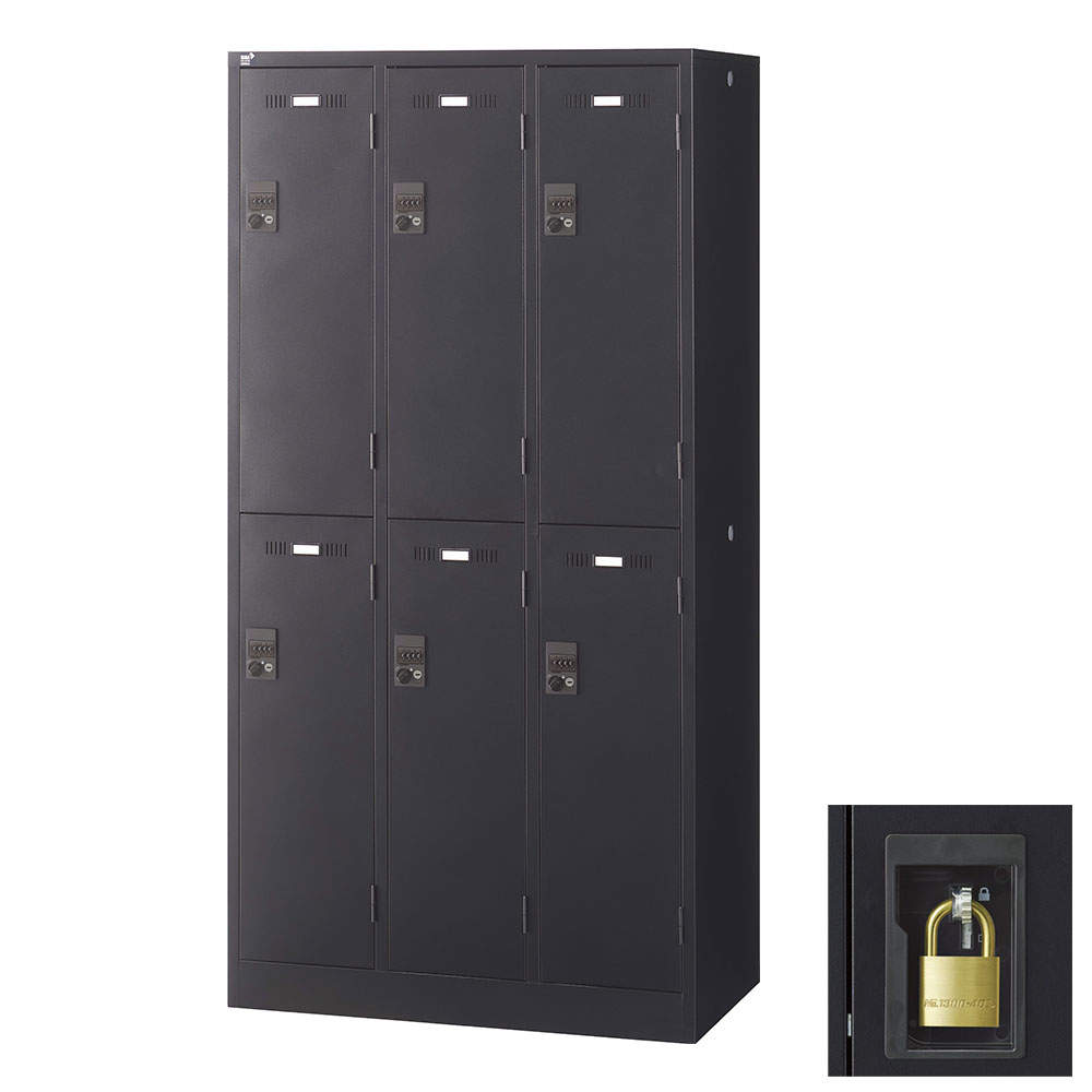 生興 SLDKロッカー 6人用 南京錠 W900×D515×H1790mm ブラック SLDK-6-N: