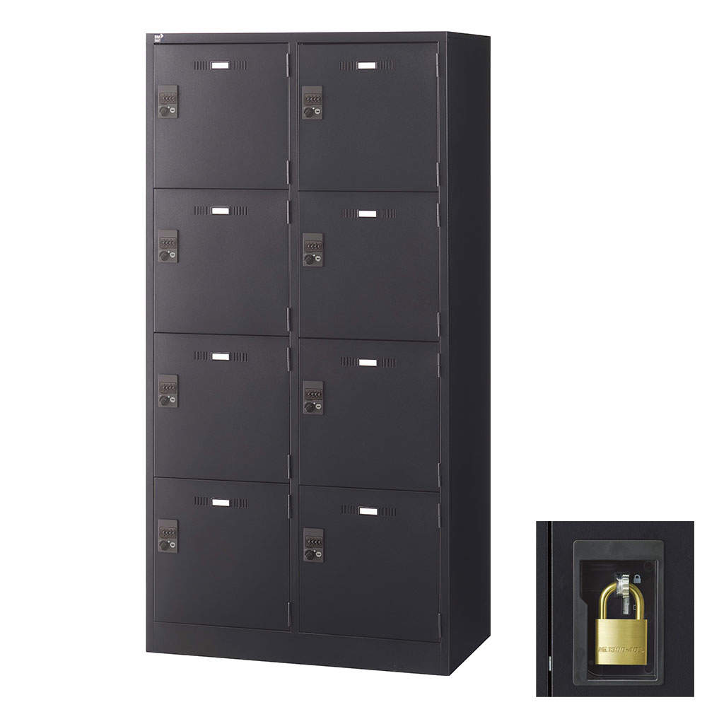 生興 SLDKロッカー 4段 8人用 南京錠 W900×D515×H1790mm ブラック SLDK-8W-N: