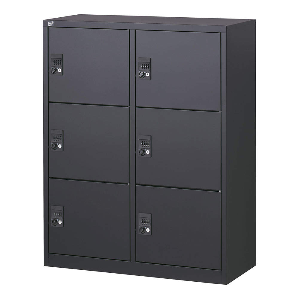 生興 ALZシリーズ パーソナルロッカー 6扉 ブラック W880xD380×H1110mm ALZK-PL34-6: