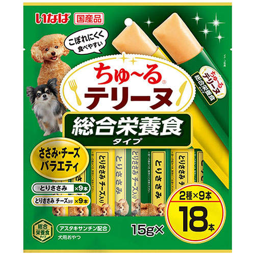 『ポイント15倍』いなば ちゅ~る テリーヌ 総合栄養食 ささみ・チーズ バラエティ 15g 18本入 DS-490: