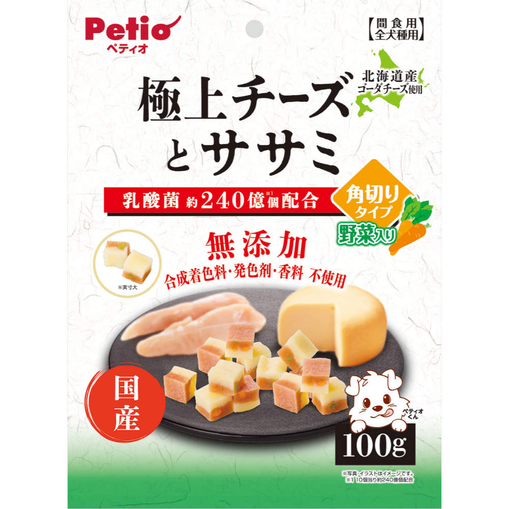 ペティオ 極上チーズとササミ 角切りタイプ 野菜入り 100g: