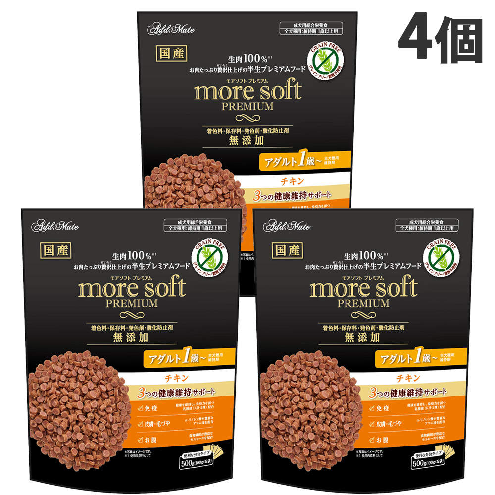 ペティオ アドメイト more soft プレミアム チキン アダルト 500g 4個: