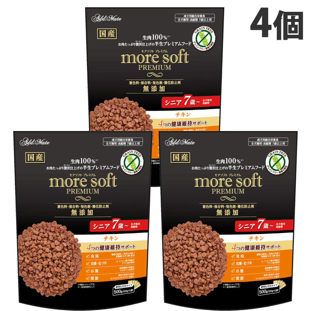 ペティオ アドメイト more soft プレミアム チキン シニア 500g 4個: