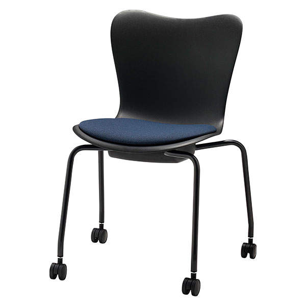 サンケイ ミーティングチェア ミドルチェア キャスター付き 布張り ネイビー CM560-MYC-PST-MNV: