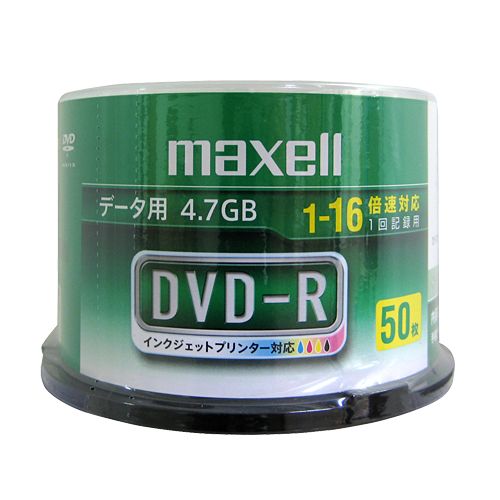 マクセル DVD-R 4.7GB 16倍速 データ用 ワイドプリンタブル スピンドルケース ホワイトレーベル 50枚 DR47WPD.50SP A