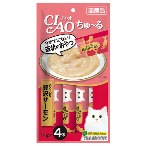 【ポイント10倍】【賞味期限:26.09.30】いなば CIAO ちゅ~る まぐろ&贅沢サーモン 14g×4本 SC-143