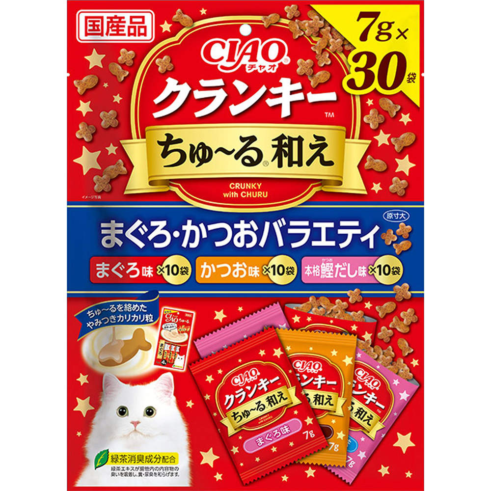 【ポイント10倍】いなば CIAO クランキー ちゅ~る和え まぐろ・かつおバラエティ 7g 30袋入