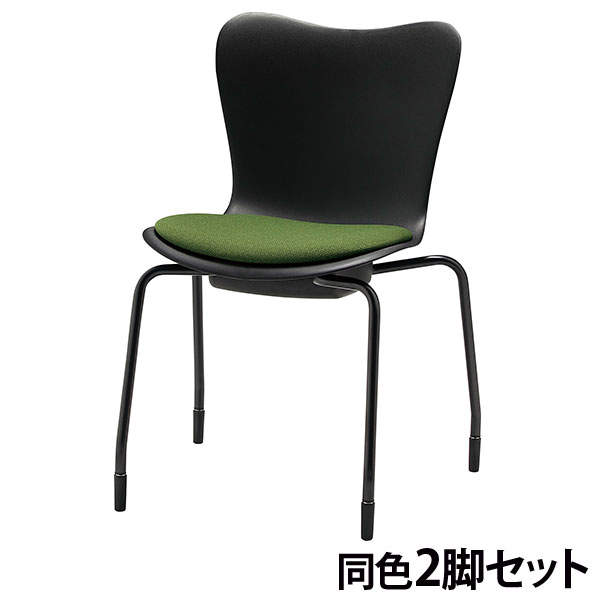 サンケイ ミーティングチェア ミドルチェア 4本脚 布張り ダークグリーン 2脚セット CM560-MY-PST-MDG