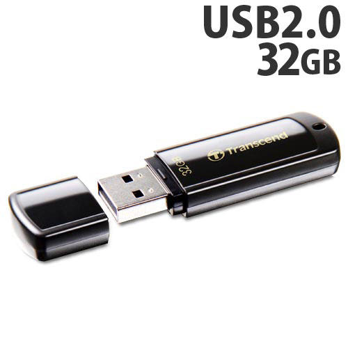 トランセンド USBフラッシュメモリ USBメモリ USB 2.0 32GB キャップ式 ブラック TS32GJF350
