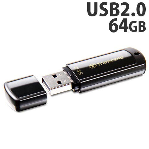 トランセンド USBフラッシュメモリ USBメモリ USB 2.0 64GB キャップ式 ブラック TS64GJF350
